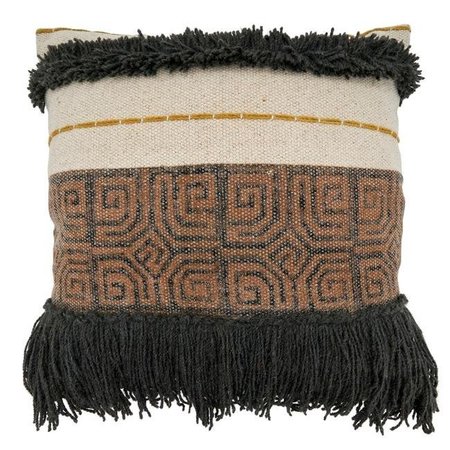 SARO LIFESTYLE SARO 2354.MC20SC 20 in. Square Throw Pillow Cover with Fringe & Tufted Design 2354.MC20SC